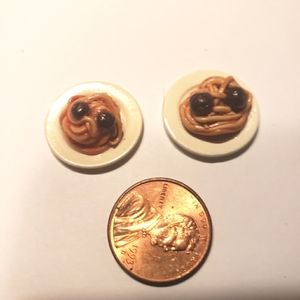 2 Vintage Dollhouse Miniature Plates of Spaghetti